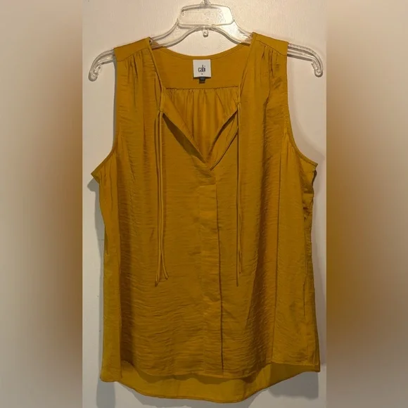 Cabi- BUNDLE! 2 Sleeveless Hi-Low Blouse Tops Floral Stripe + Gold Tie- Size M - Picture 6 of 9